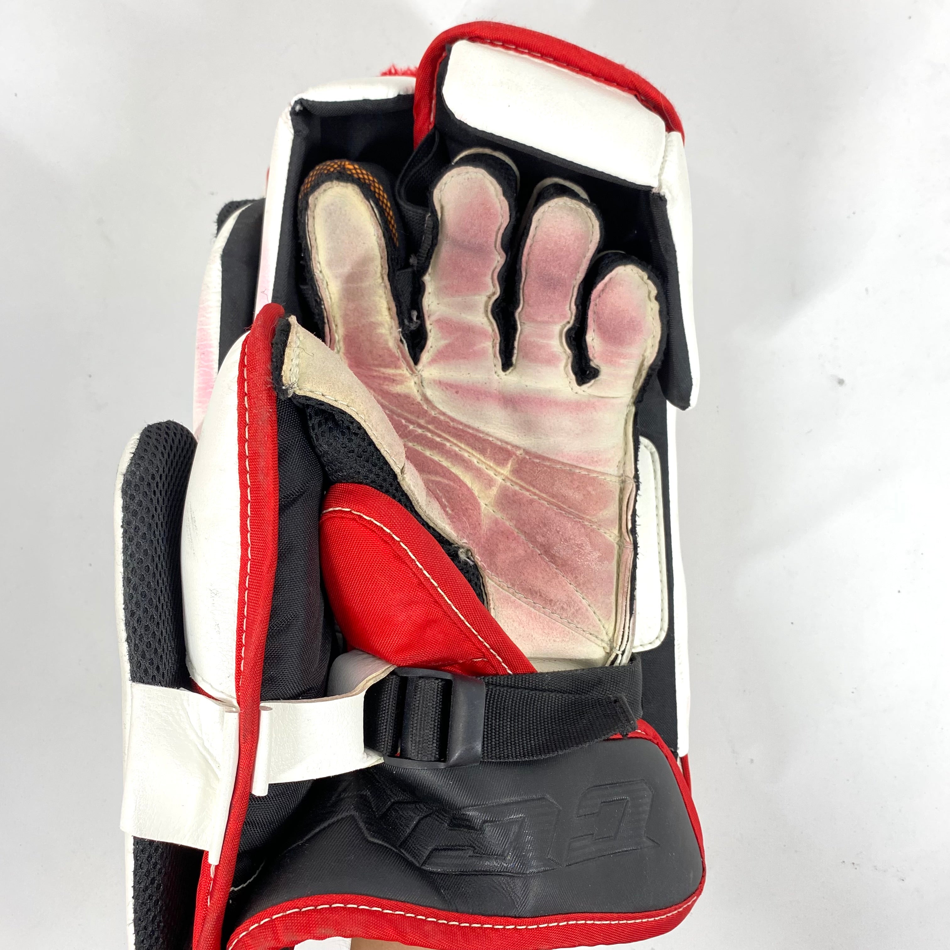 CCM Extreme Flex 5 - Ensemble complet de gardien de but senior Pro Stock d'occasion - Droitier (blanc/noir/rouge/jaune)